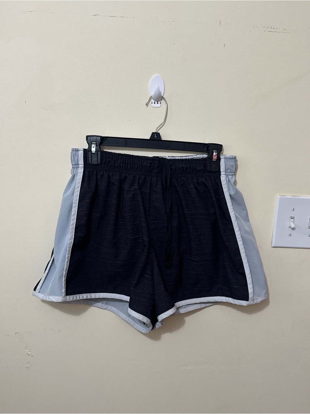 ZELOS Black Athletic Shorts with Light Gray Panels